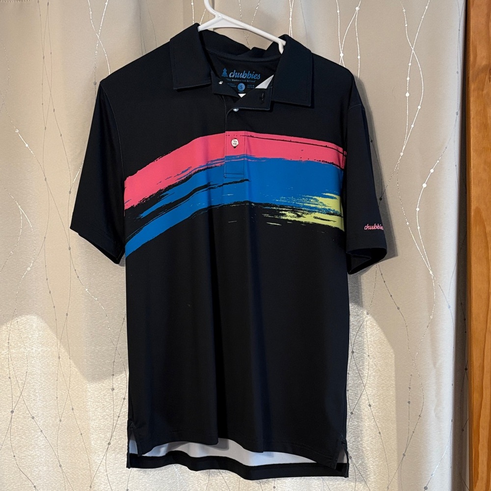 Chubbies Men's Polo with Pink and Blue Stripes